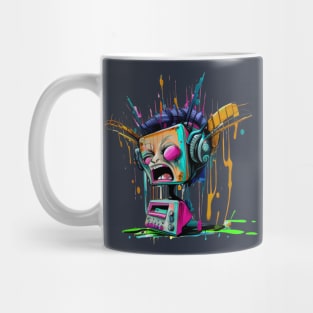 Screaming Robot Radio Head Splatter Mug